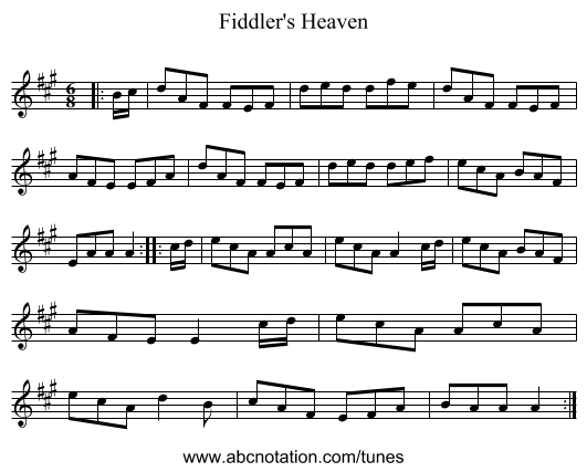 Fiddler's Heaven - staff notation
