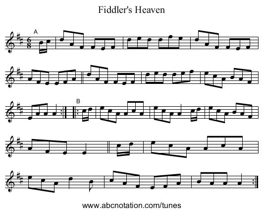 Fiddler's Heaven - staff notation