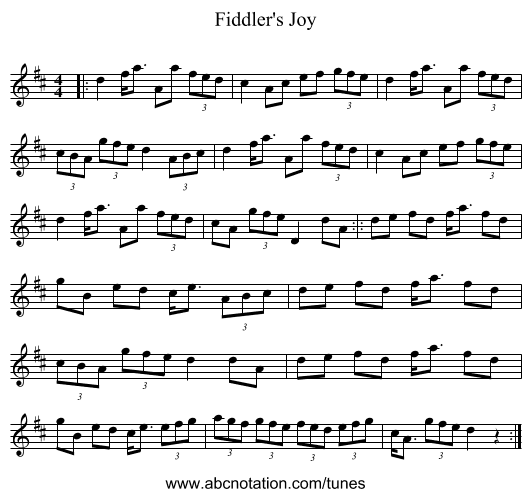Fiddler's Joy - staff notation