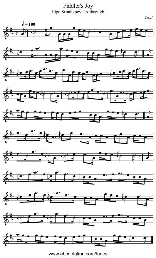 Fiddler's Joy - staff notation