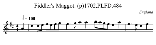 Fiddler's Maggot. (p)1702.PLFD.484 - staff notation