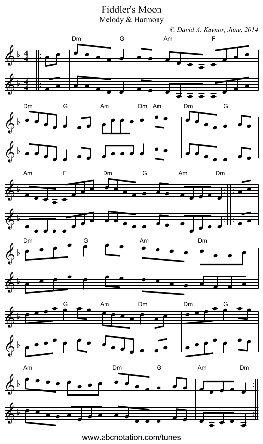 Fiddler's Moon - staff notation