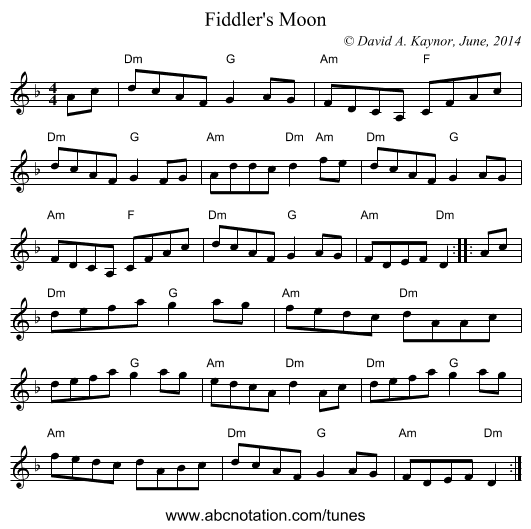 Fiddler's Moon - staff notation