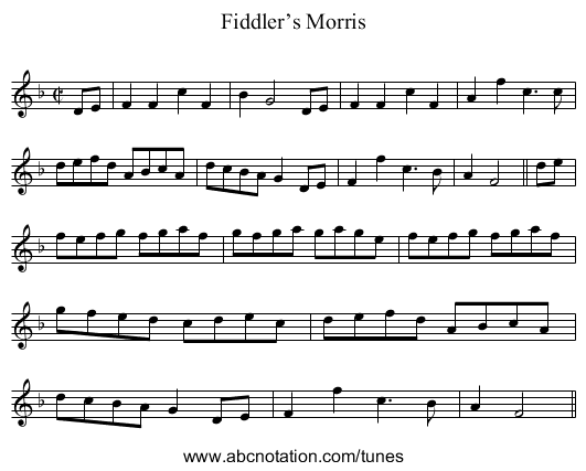 Fiddler’s Morris - staff notation
