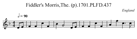 Fiddler's Morris,The. (p).1701.PLFD.437 - staff notation