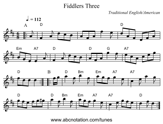 Fiddlers Three - staff notation