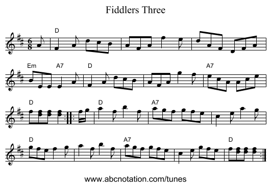 Fiddlers Three - staff notation