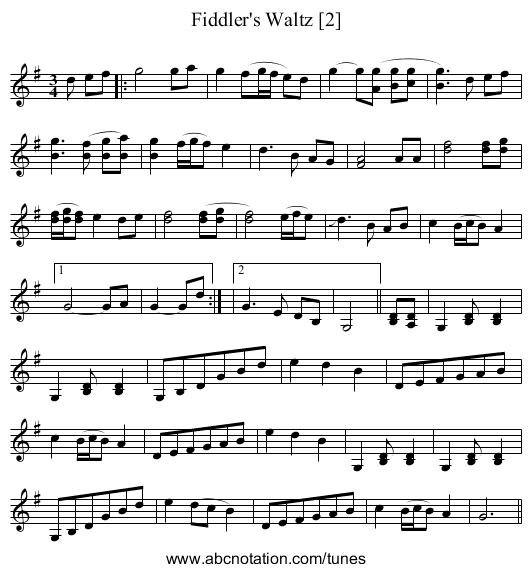 Fiddler's Waltz [2] - staff notation