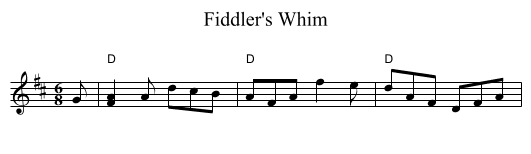 Fiddler's Whim - staff notation