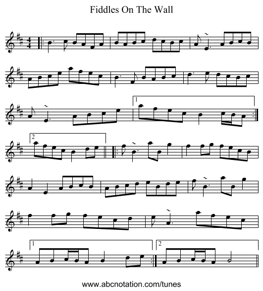 Fiddles On The Wall - staff notation