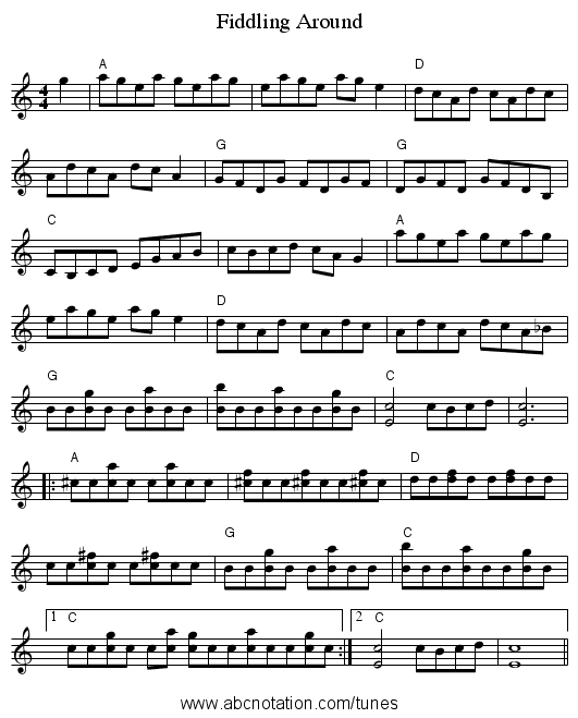 Fiddling Around - staff notation