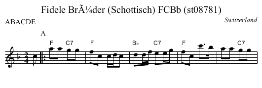 Fidele BrÃ¼der (Schottisch) FCBb (st08781) - staff notation