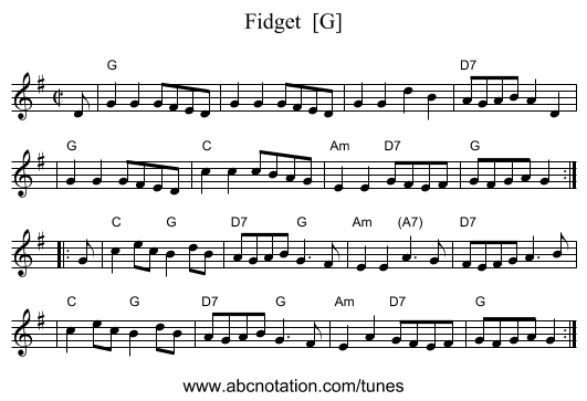 Fidget  [G] - staff notation