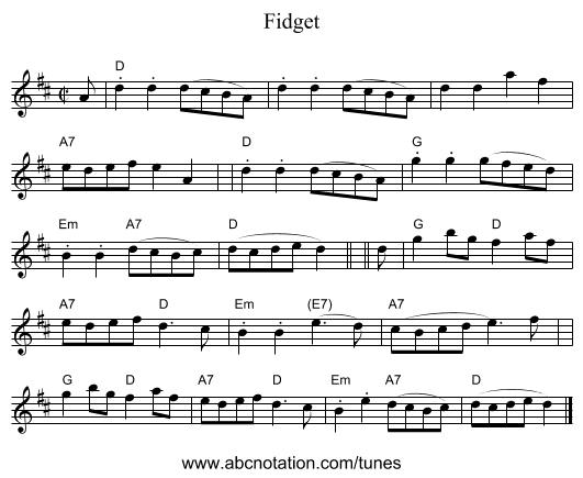 Fidget - staff notation