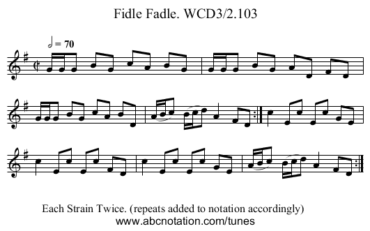 Fidle Fadle. WCD3/2.103 - staff notation