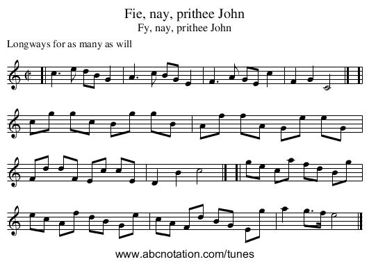 Fie, nay, prithee John - staff notation