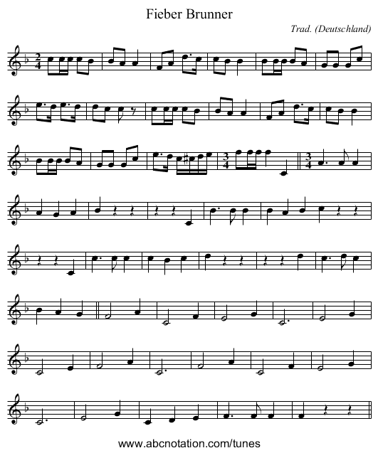 Fieber Brunner - staff notation