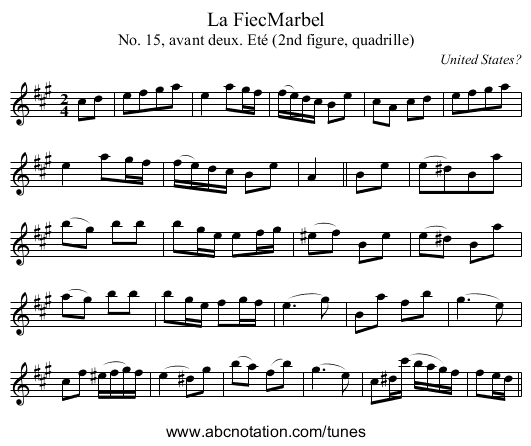 FiecMarbel, La - staff notation
