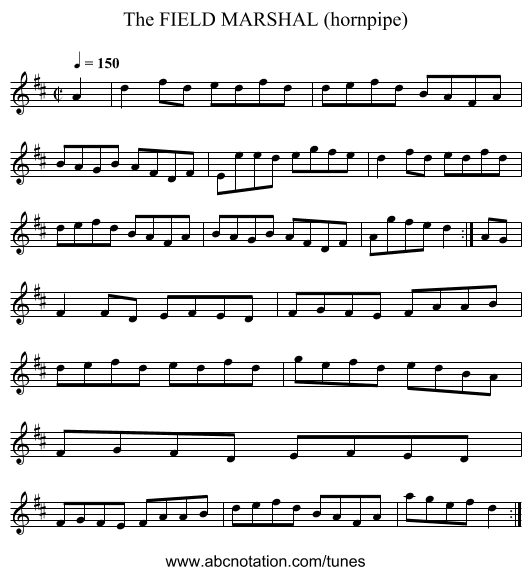 FIELD MARSHAL (hornpipe), The - staff notation