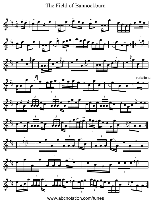 Field of Bannockburn, The - staff notation