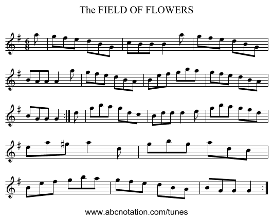 FIELD OF FLOWERS, The - staff notation