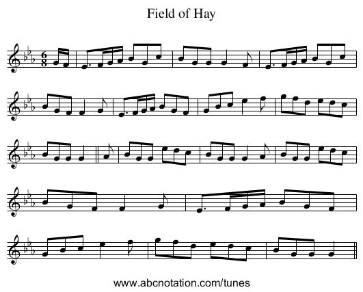 Field of Hay - staff notation