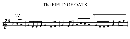 FIELD OF OATS, The - staff notation