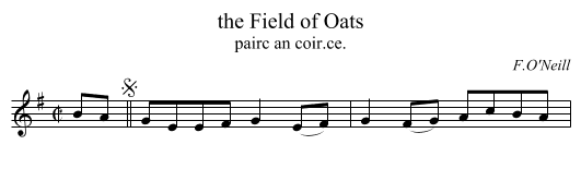 Field of Oats, the  - staff notation