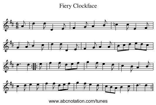 Fiery Clockface - staff notation