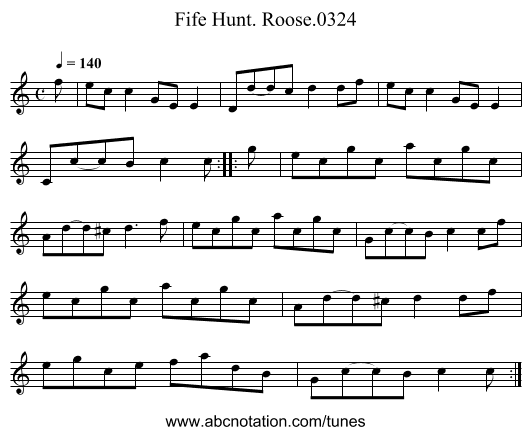 Fife Hunt. Roose.0324 - staff notation