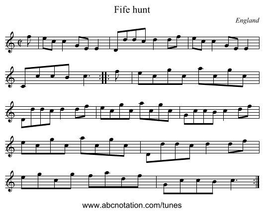 Fife hunt - staff notation