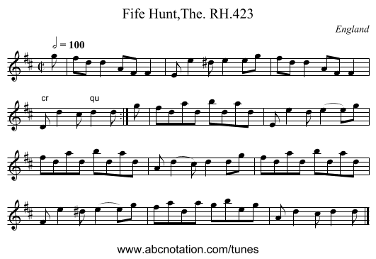 Fife Hunt,The. RH.423 - staff notation