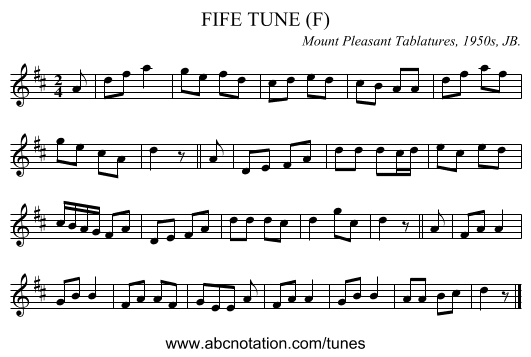 FIFE TUNE (F) - staff notation
