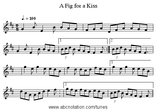 Fig for a Kiss, A - staff notation