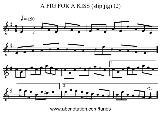 FIG FOR A KISS (slip jig) (2), A - staff notation