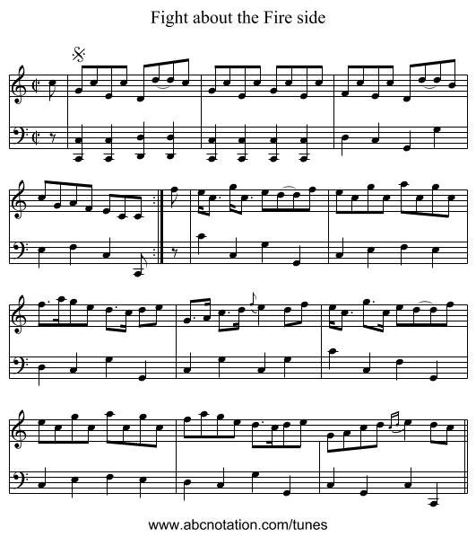 Fight about the Fire side - staff notation