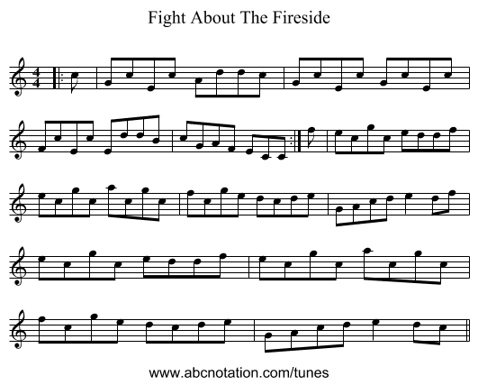Fight About The Fireside - staff notation