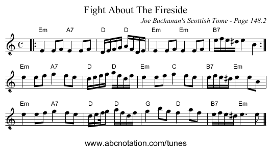 Fight About The Fireside - staff notation
