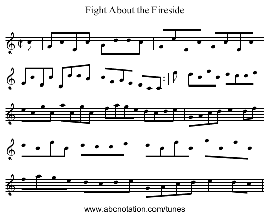 Fight About the Fireside - staff notation