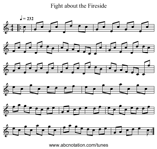 Fight about the Fireside - staff notation