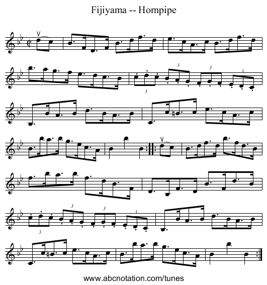 Fijiyama -- Hornpipe - staff notation