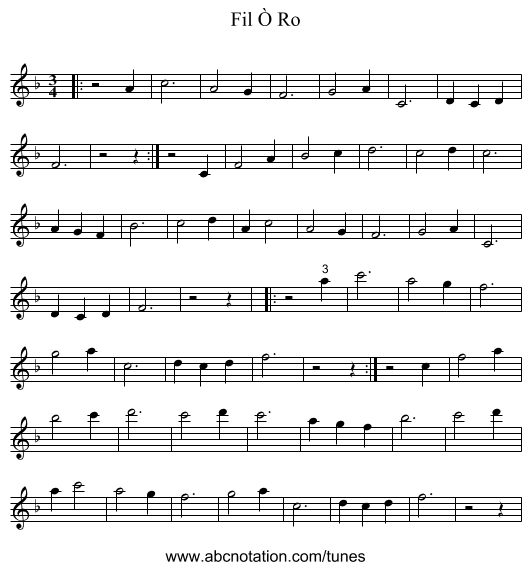 Fil Ò Ro - staff notation