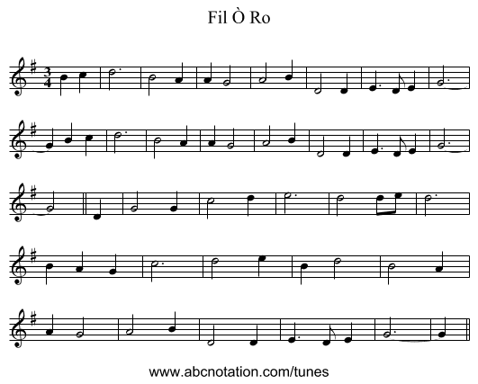 Fil Ò Ro - staff notation