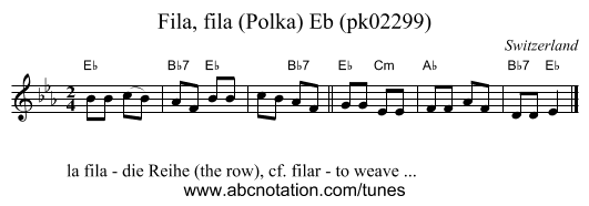 Fila, fila (Polka) Eb (pk02299) - staff notation