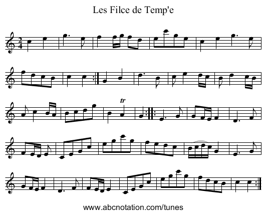 Filce de Temp'e, Les - staff notation