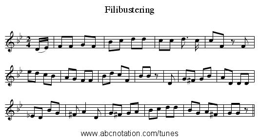 Filibustering - staff notation