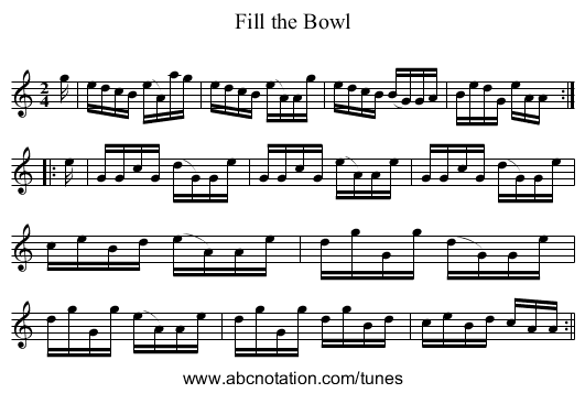 Fill the Bowl - staff notation