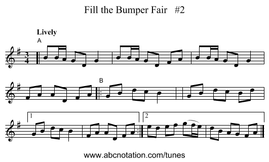 Fill the Bumper Fair   #2 - staff notation