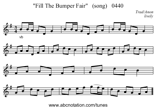 Fill The Bumper Fair   (song)   0440 - staff notation