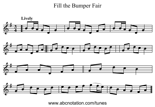 Fill the Bumper Fair - staff notation